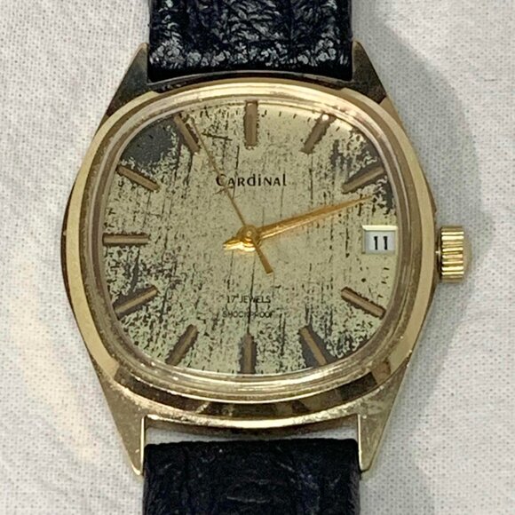 VTG 60s Cardinal 17 Jewel Mechanical Watch Raketa 2614.2H Sunburst Dial Day Date - Picture 3 of 8
